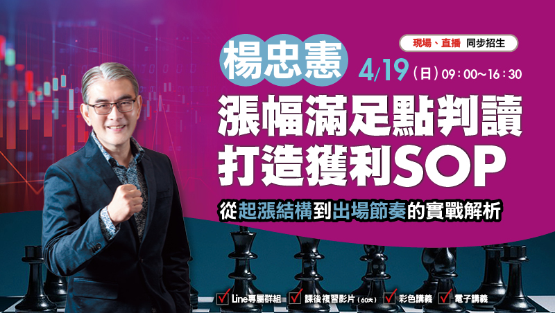 4/19楊忠憲 漲幅滿足點判讀 打造獲利SOP